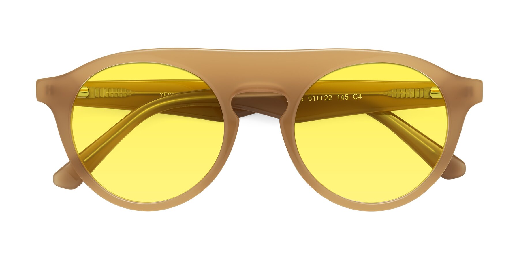 Folded Front of Band in Caramel with Medium Yellow Tinted Lenses