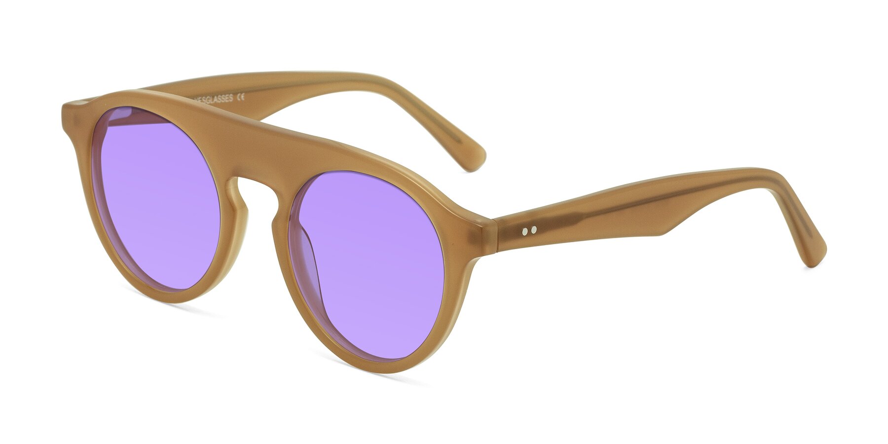 Angle of Band in Caramel with Medium Purple Tinted Lenses