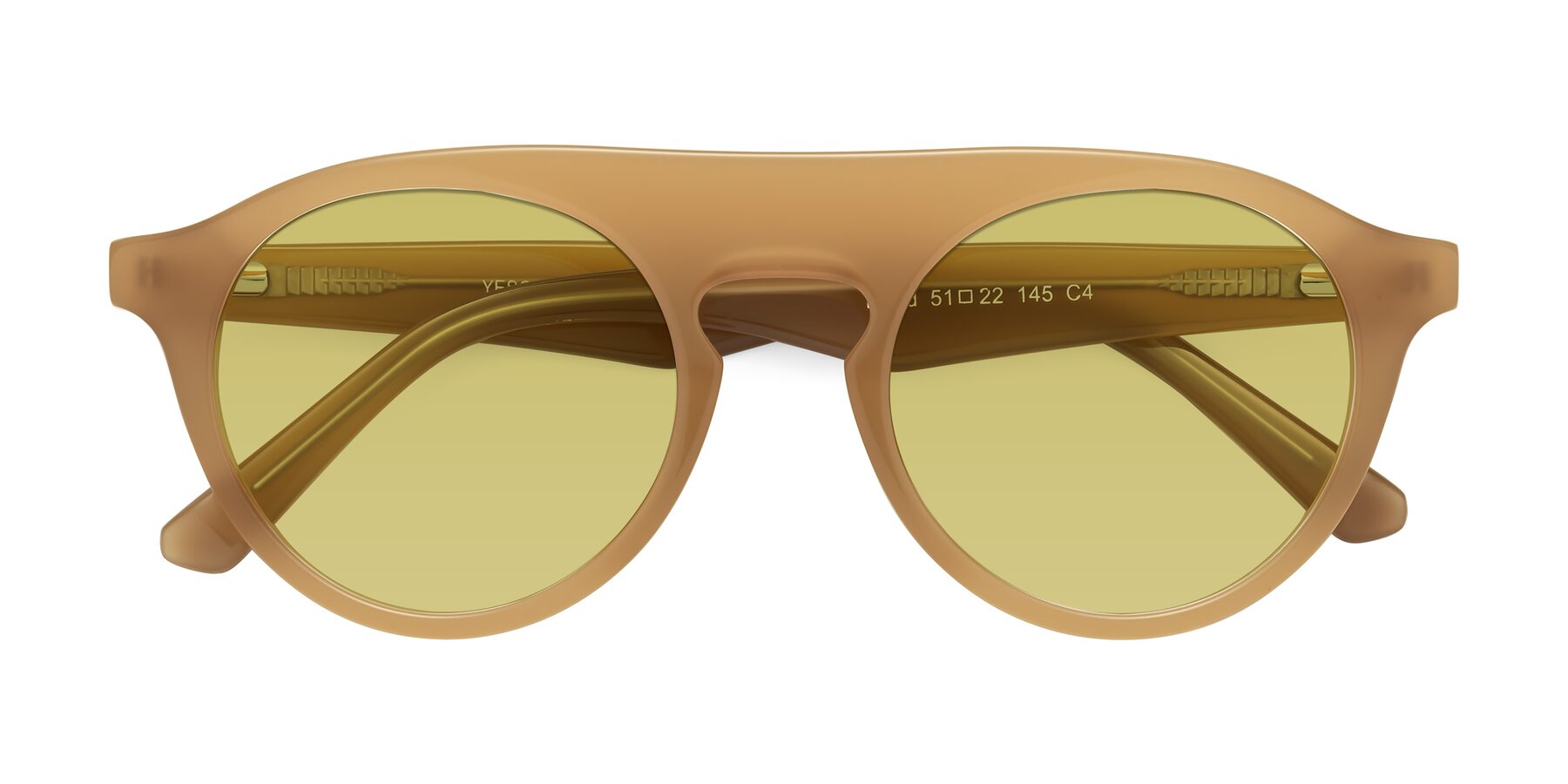 Folded Front of Band in Caramel with Medium Champagne Tinted Lenses