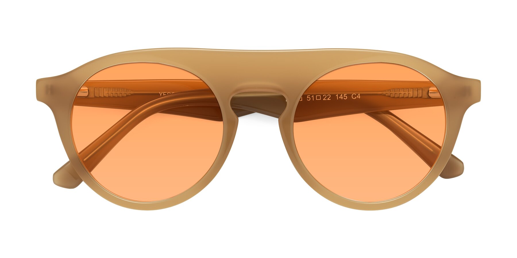 Folded Front of Band in Caramel with Medium Orange Tinted Lenses
