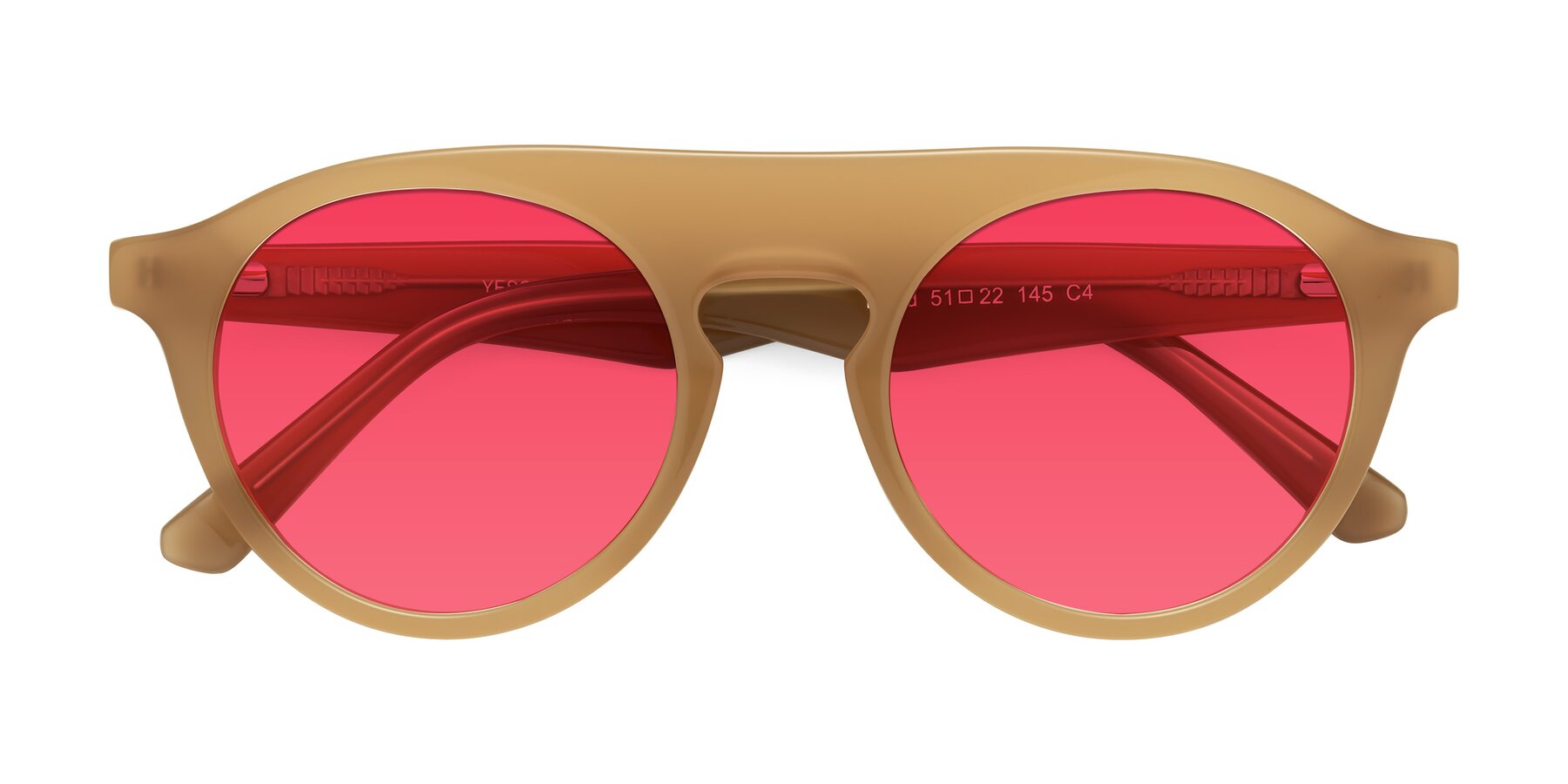 Folded Front of Band in Caramel with Red Tinted Lenses