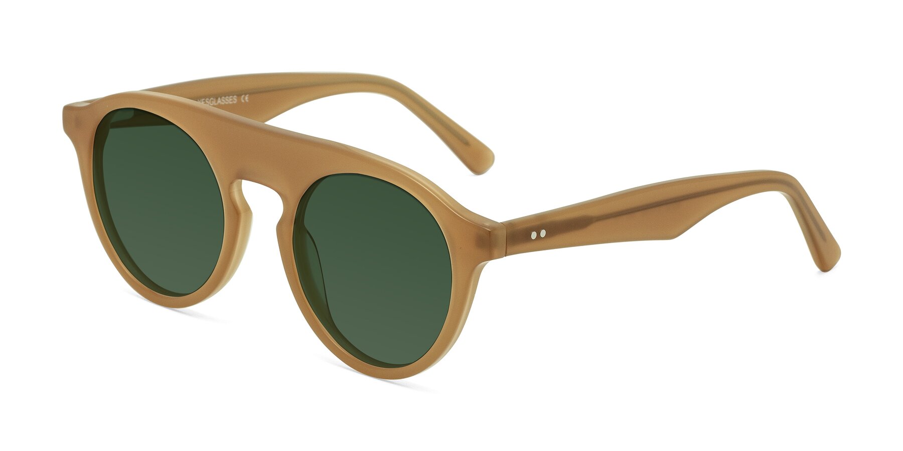 Angle of Band in Caramel with Green Tinted Lenses