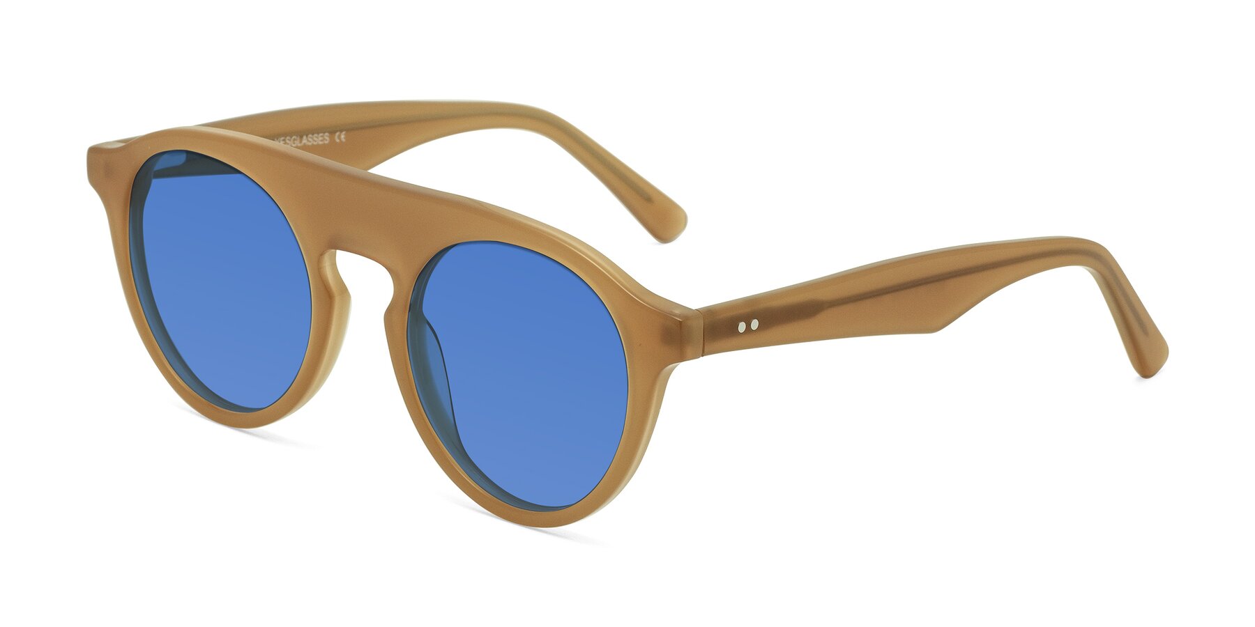 Angle of Band in Caramel with Blue Tinted Lenses