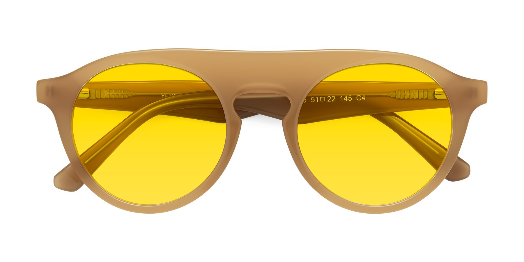 Folded Front of Band in Caramel with Yellow Tinted Lenses