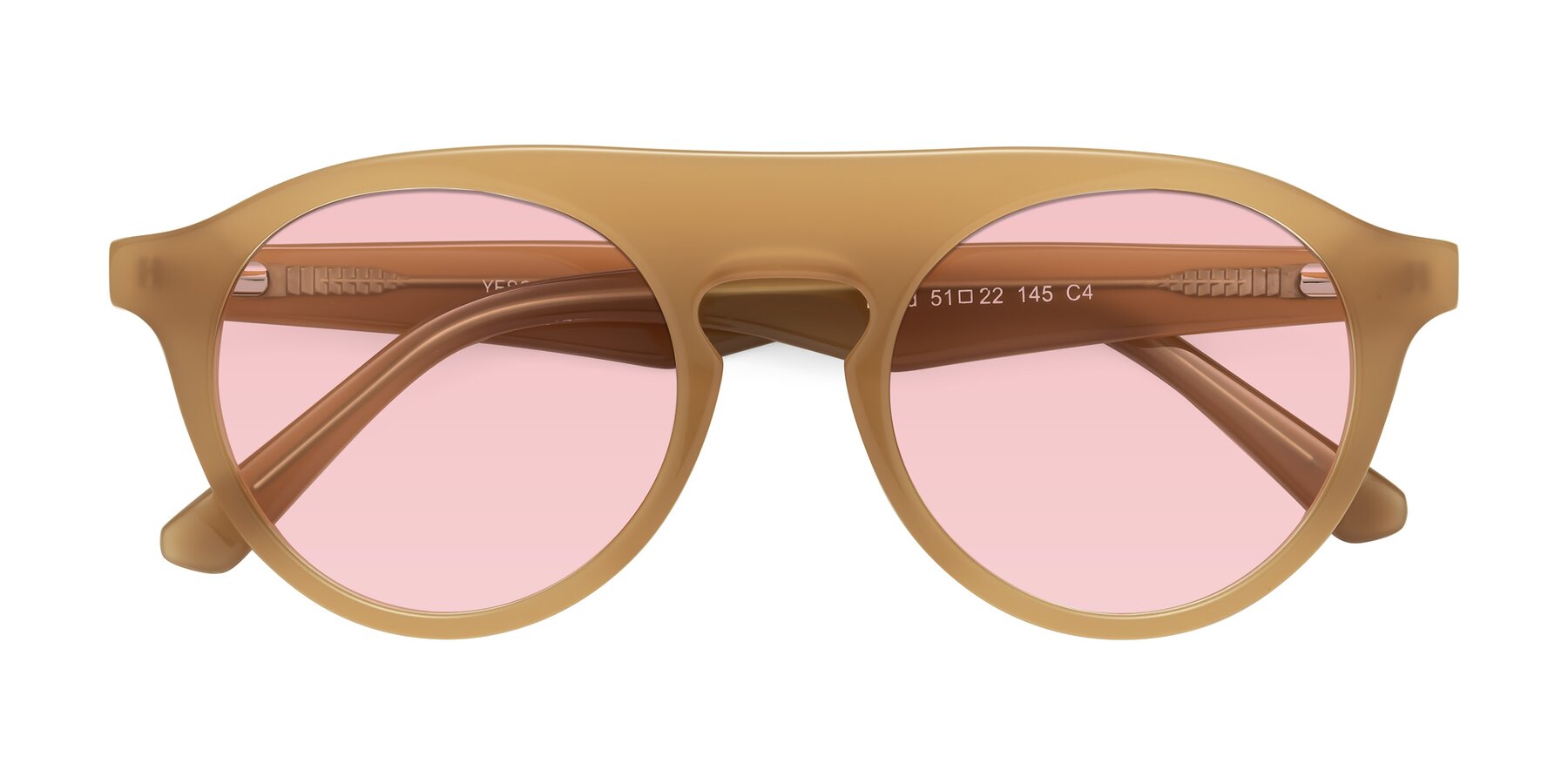 Folded Front of Band in Caramel with Light Garnet Tinted Lenses