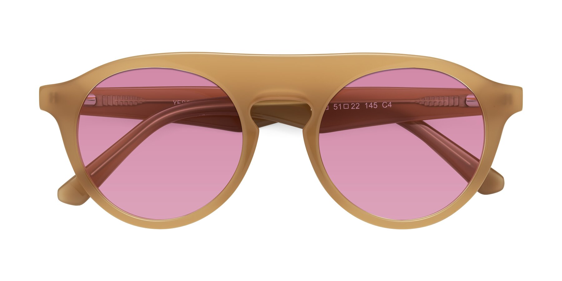 Folded Front of Band in Caramel with Medium Wine Tinted Lenses