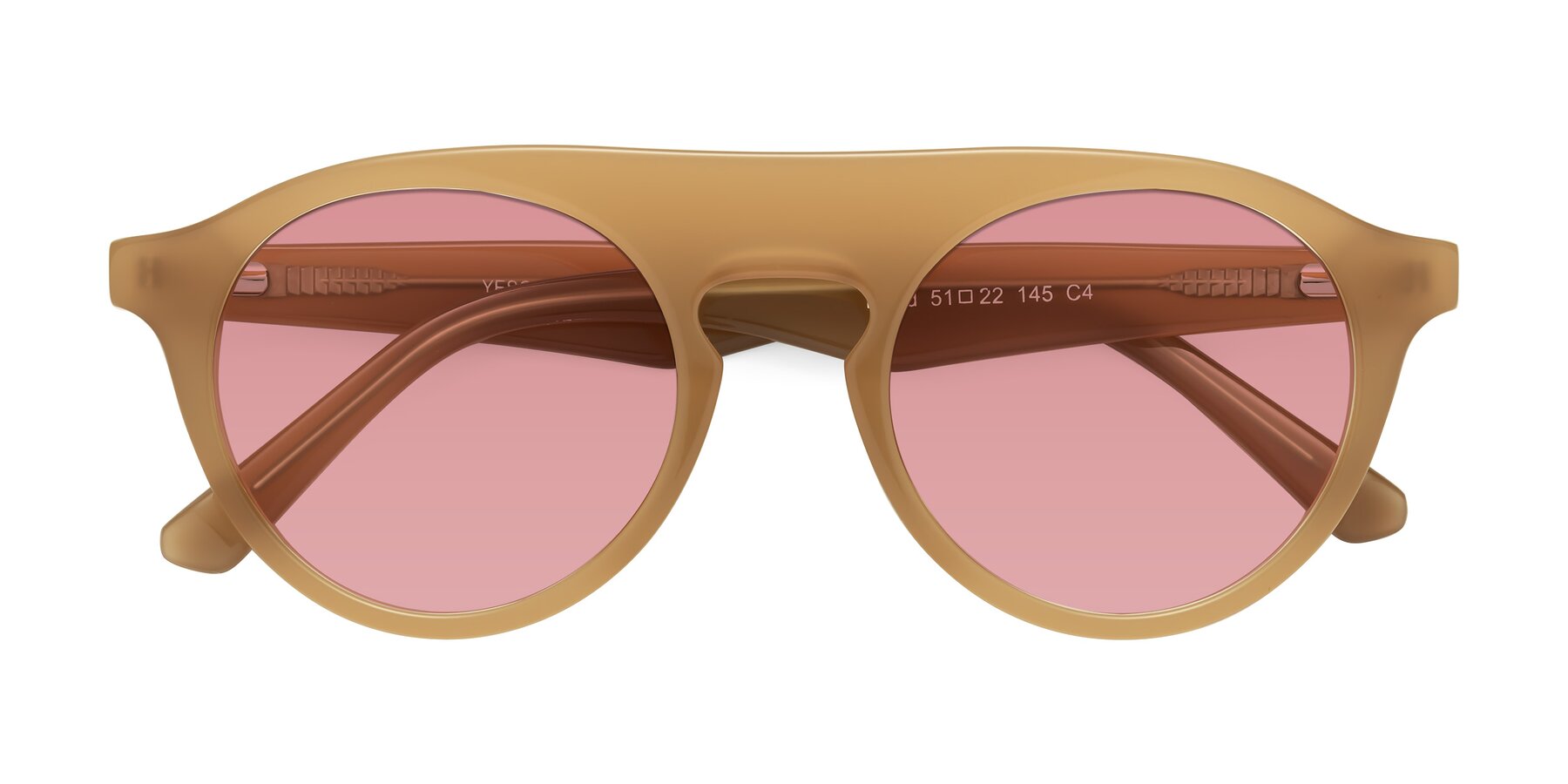 Folded Front of Band in Caramel with Medium Garnet Tinted Lenses