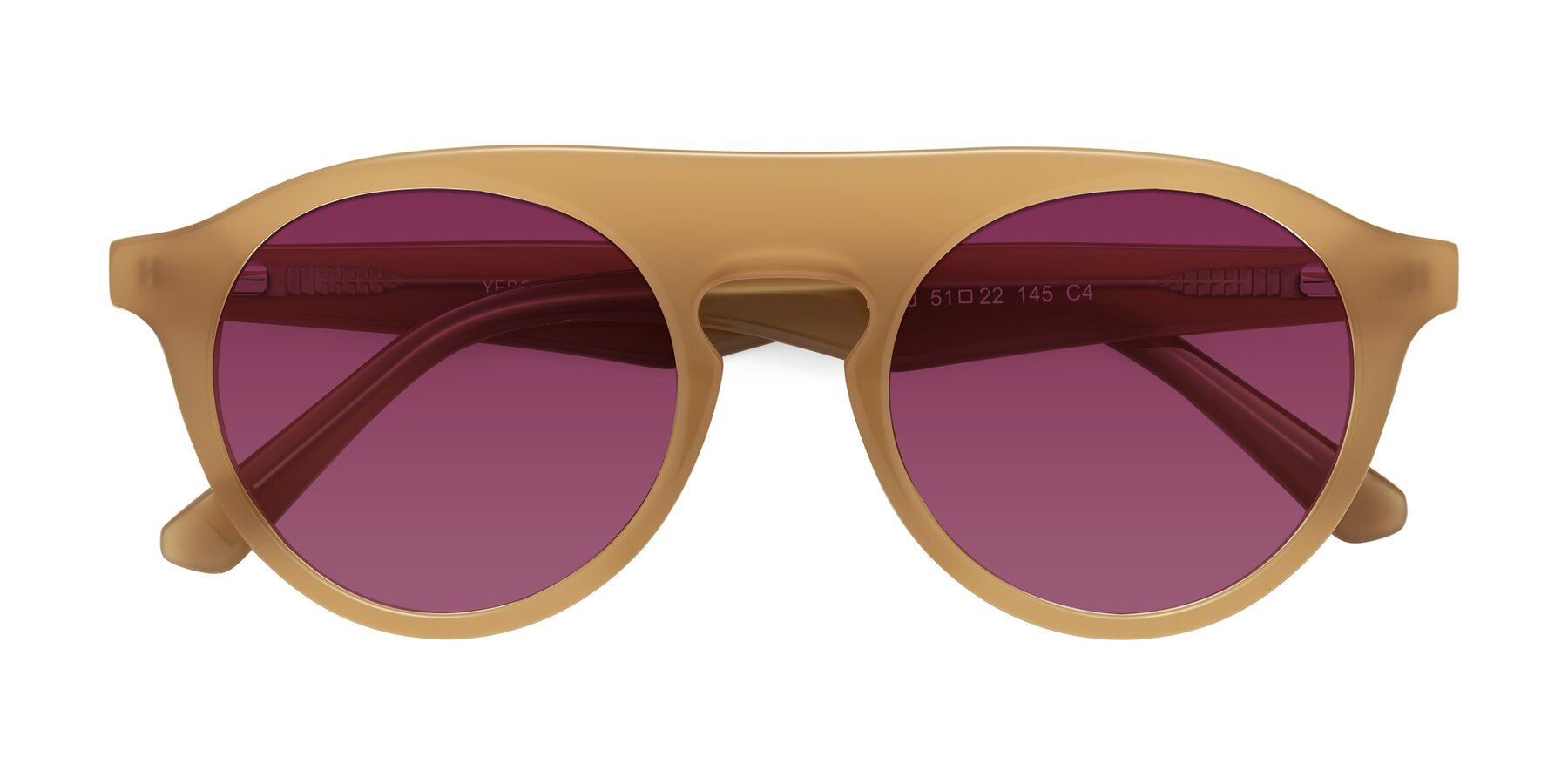 Folded Front of Band in Caramel with Wine Tinted Lenses