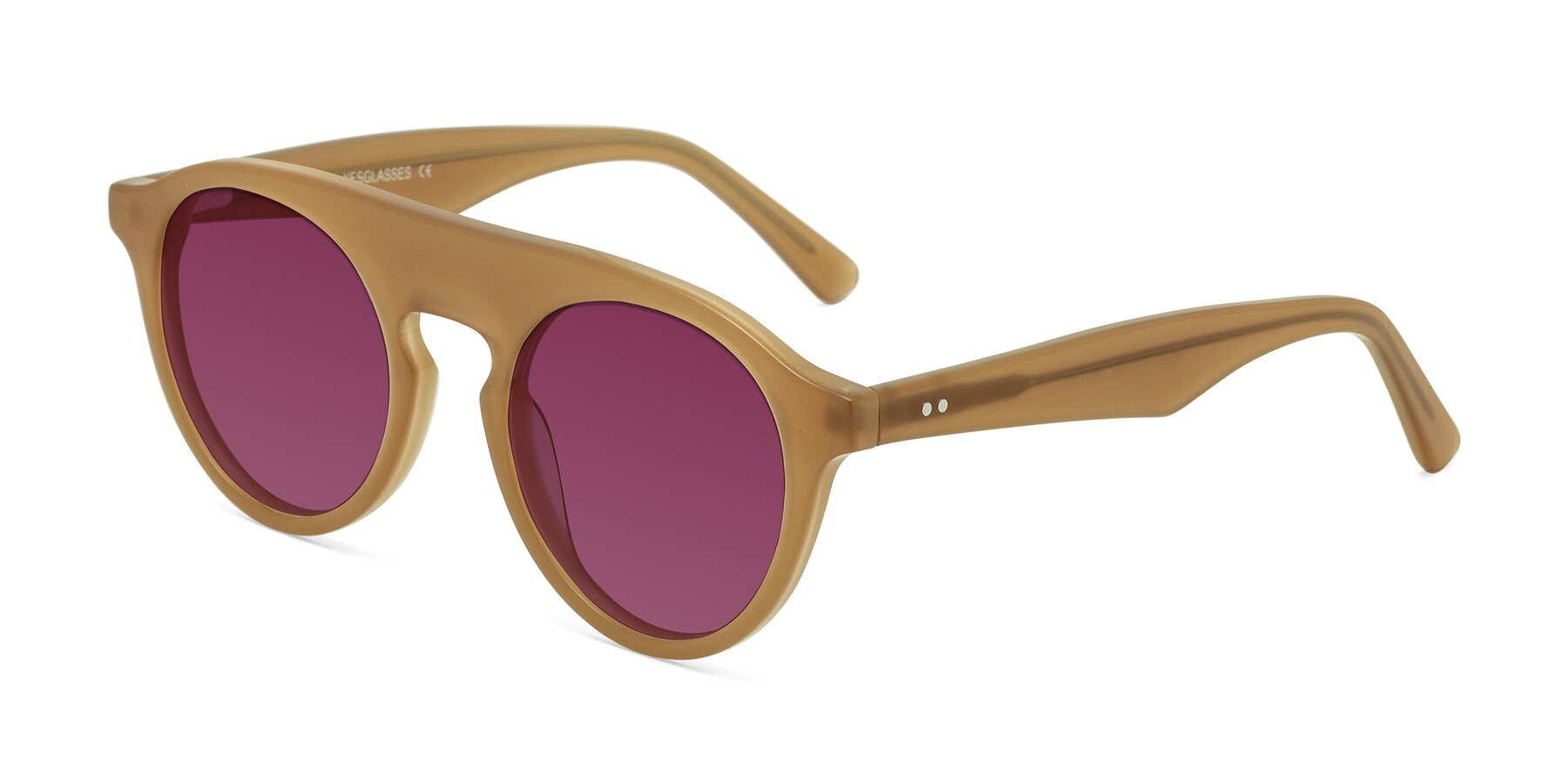 Angle of Band in Caramel with Wine Tinted Lenses