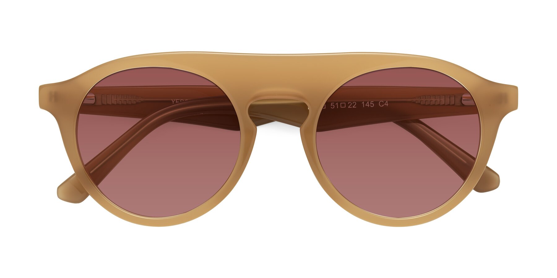 Folded Front of Band in Caramel with Garnet Tinted Lenses