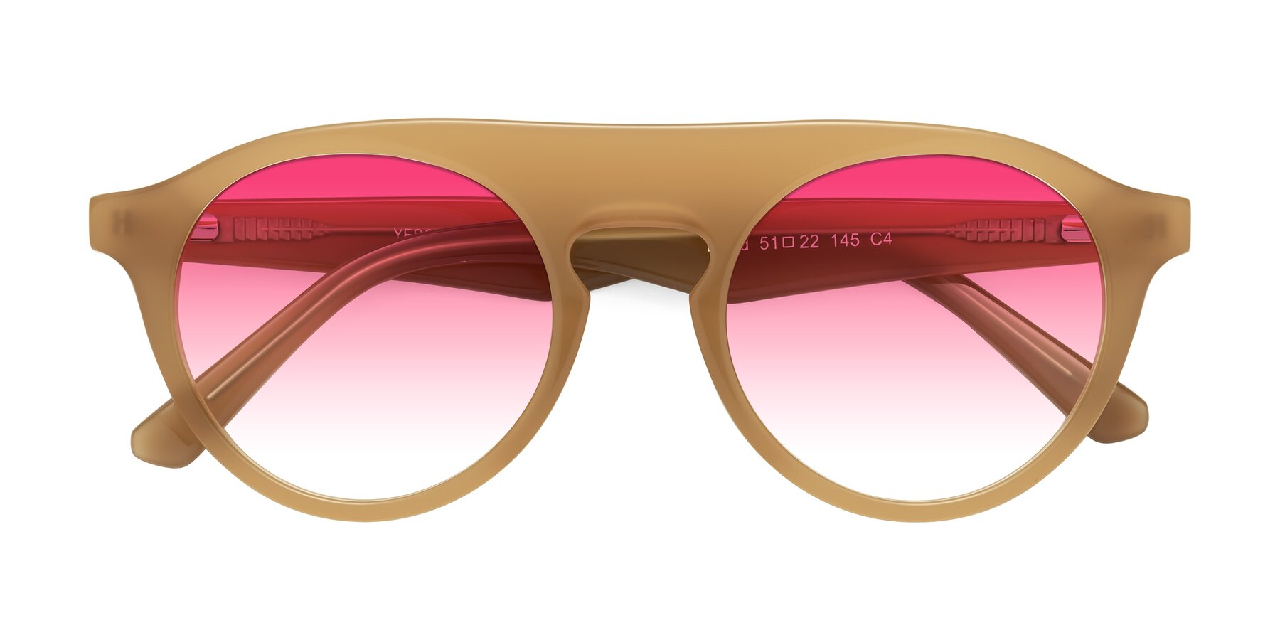 Folded Front of Band in Caramel with Pink Gradient Lenses