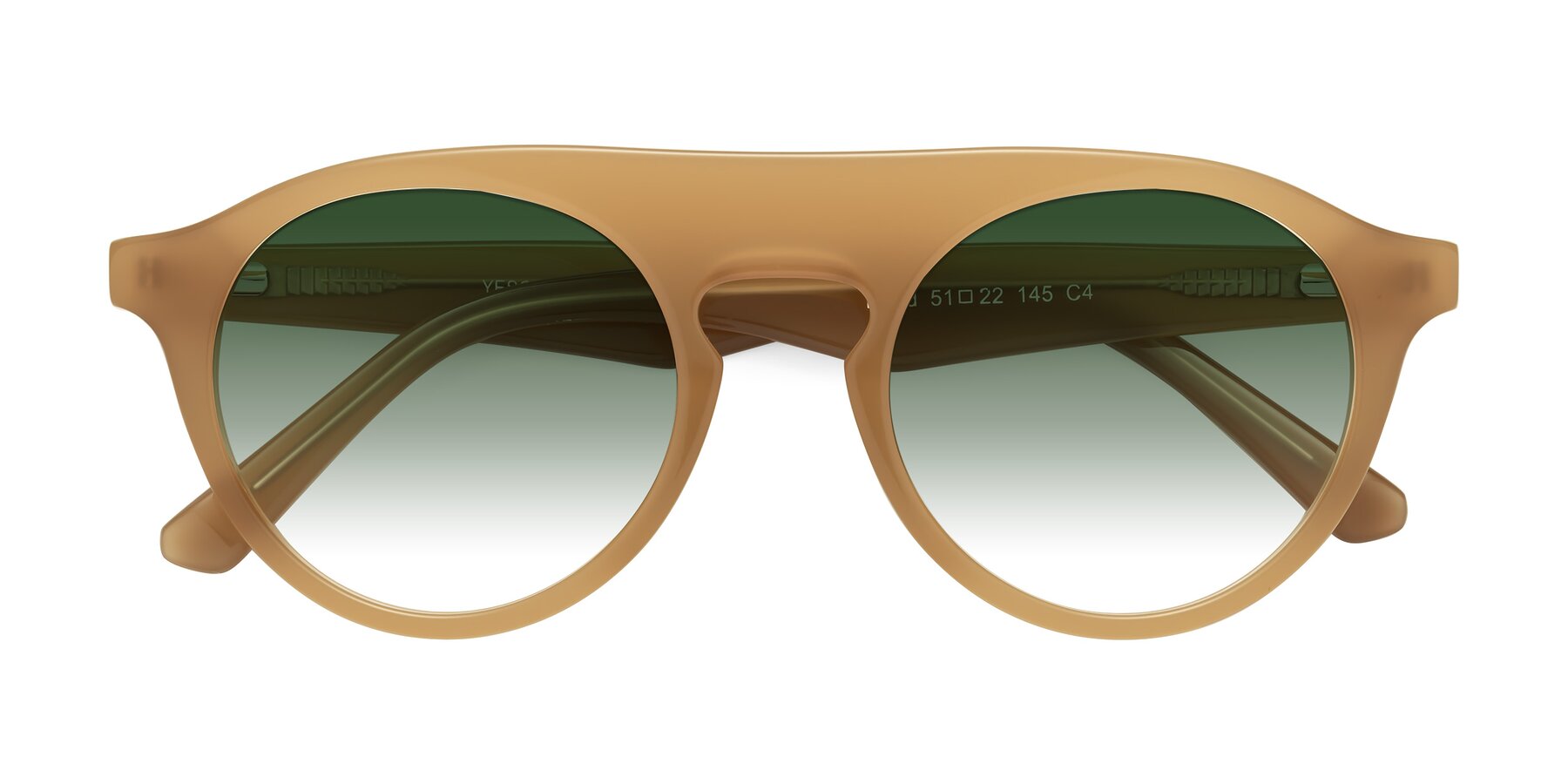 Folded Front of Band in Caramel with Green Gradient Lenses