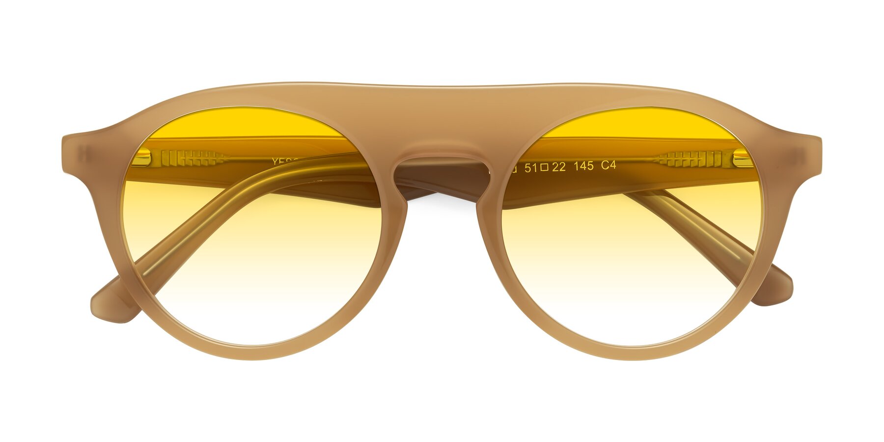 Folded Front of Band in Caramel with Yellow Gradient Lenses