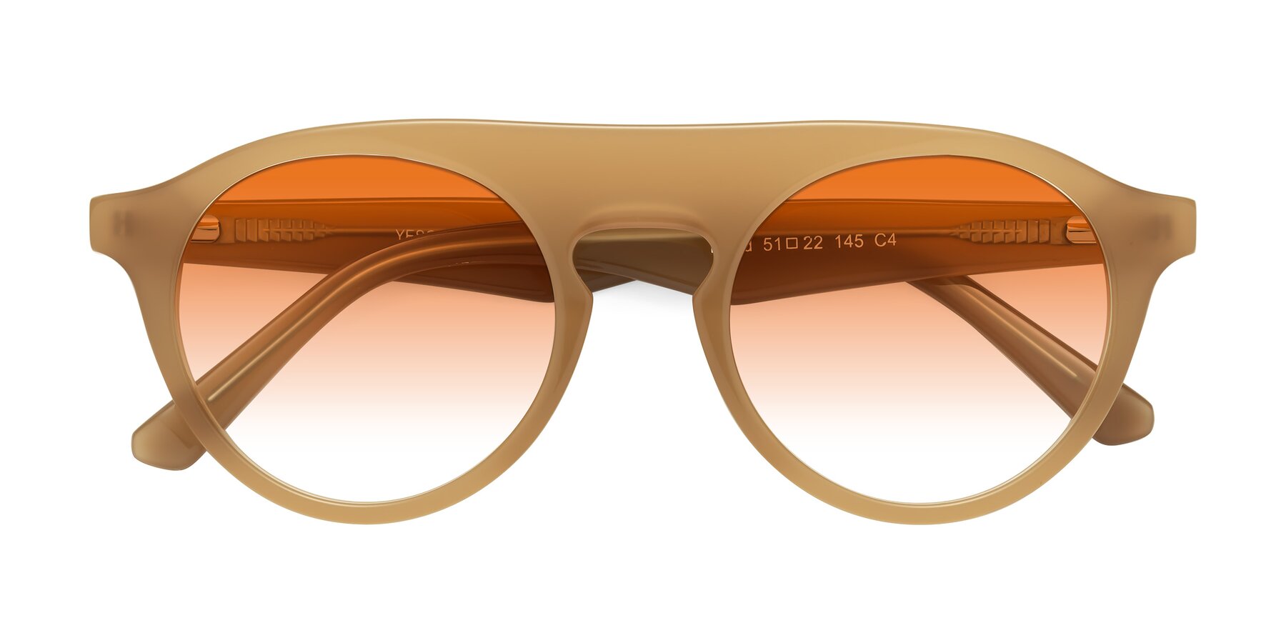 Folded Front of Band in Caramel with Orange Gradient Lenses