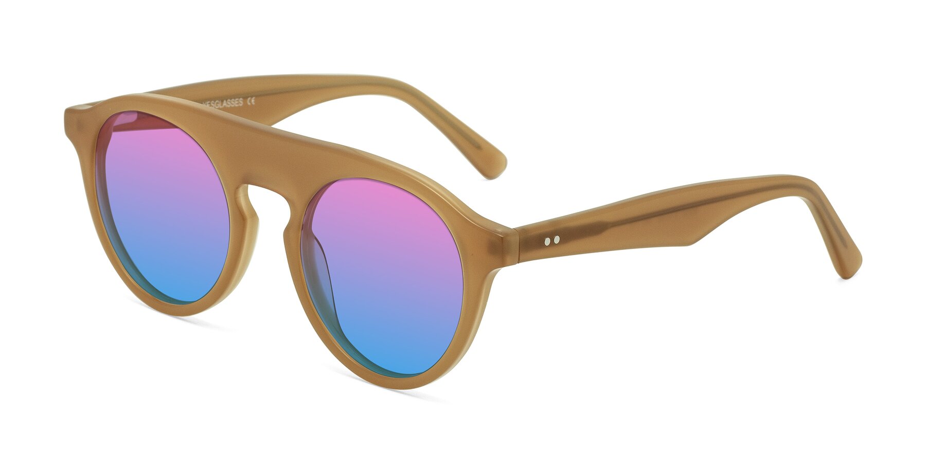 Angle of Band in Caramel with Pink / Blue Gradient Lenses