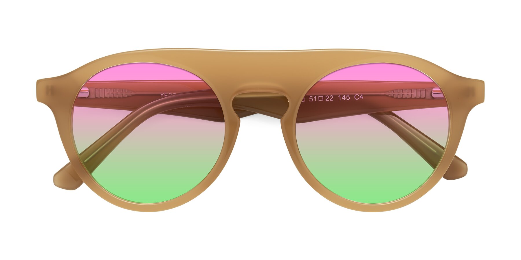 Folded Front of Band in Caramel with Pink / Green Gradient Lenses