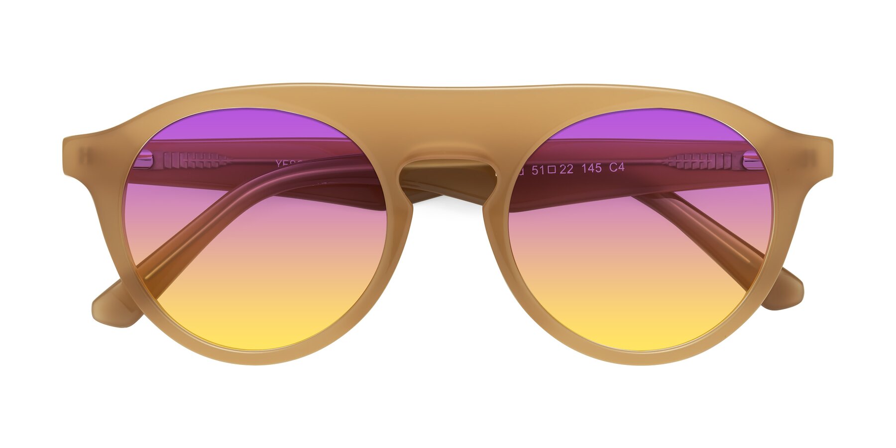 Folded Front of Band in Caramel with Purple / Yellow Gradient Lenses