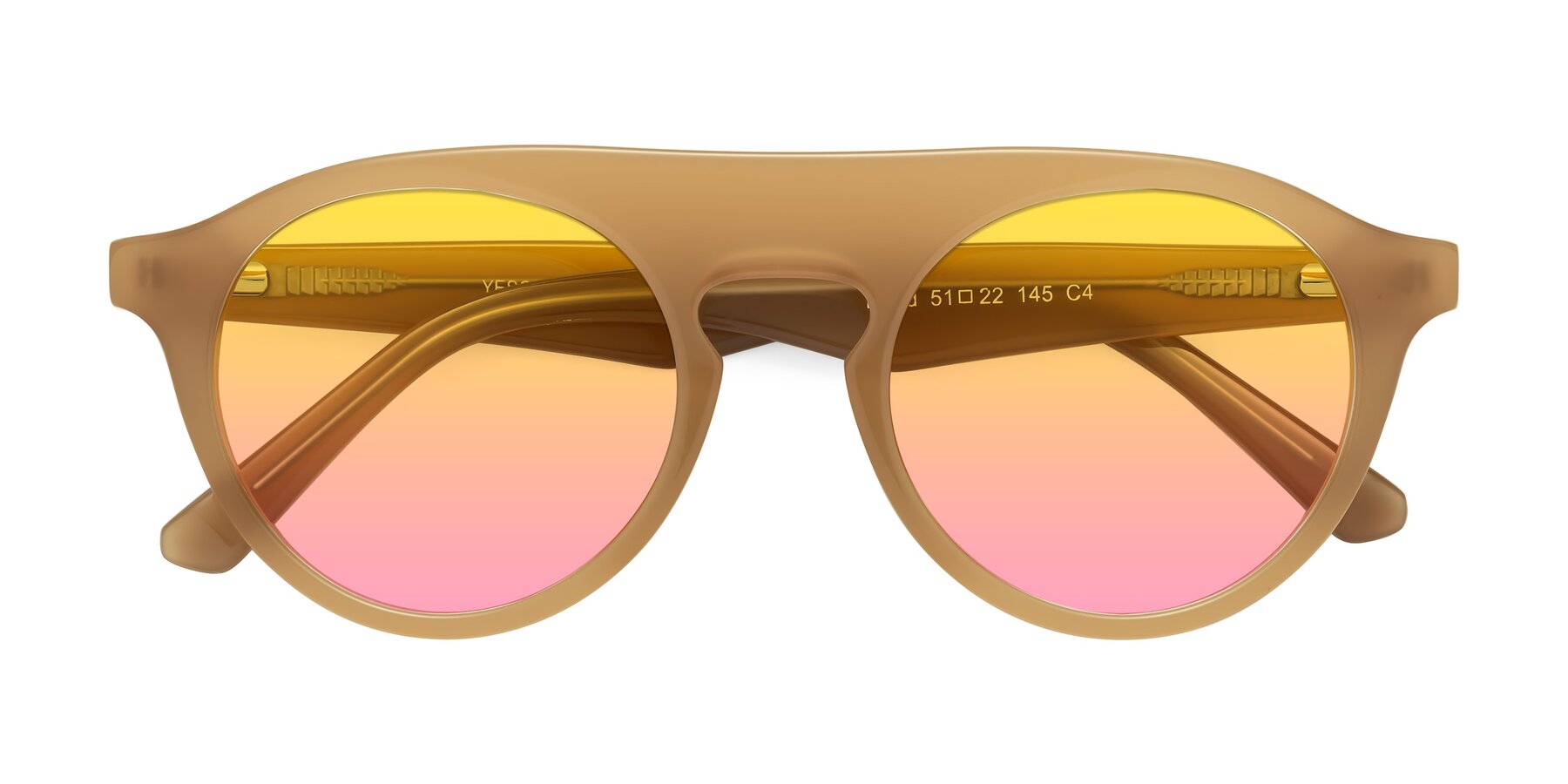 Folded Front of Band in Caramel with Yellow / Pink Gradient Lenses
