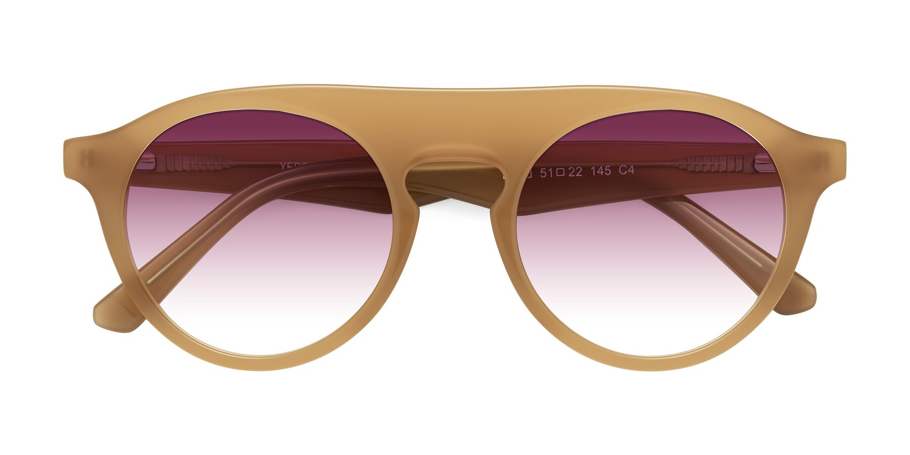 Folded Front of Band in Caramel with Wine Gradient Lenses