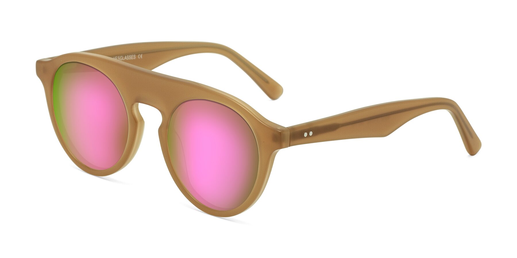 Angle of Band in Caramel with Pink Mirrored Lenses