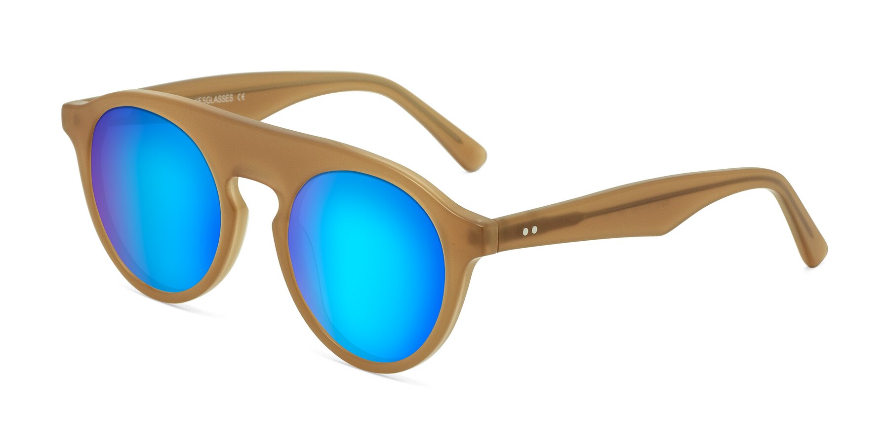 Angle of Band in Caramel with Blue Mirrored Lenses