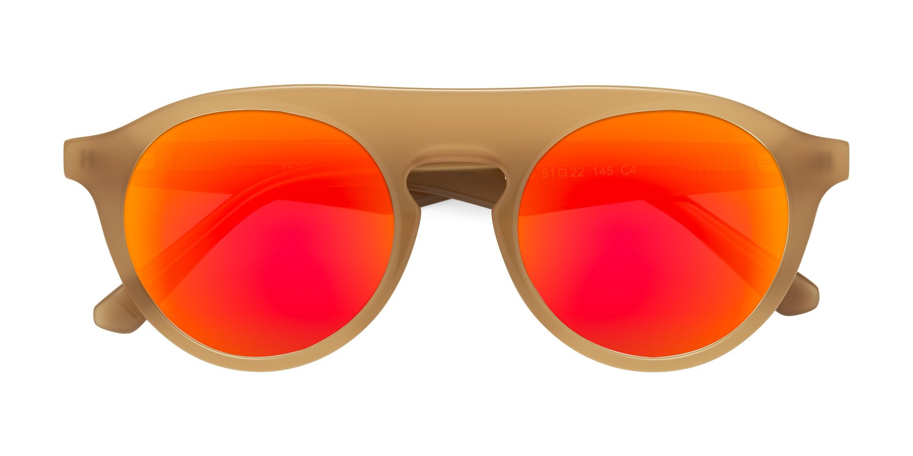 Folded Front of Band in Caramel with Red Gold Mirrored Lenses
