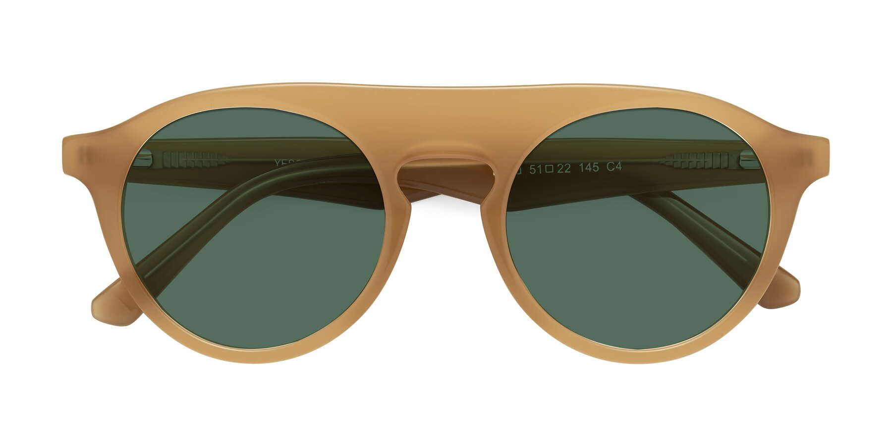 Folded Front of Band in Caramel with Green Polarized Lenses