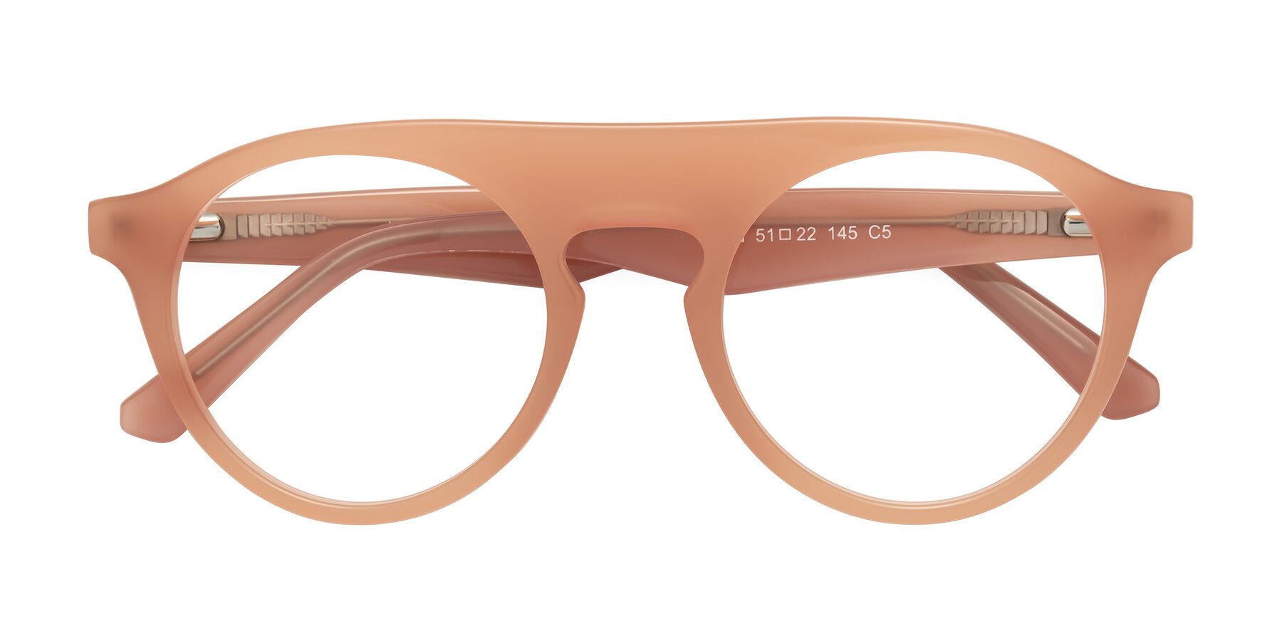 Folded Front of Band in Peach with Clear Eyeglass Lenses