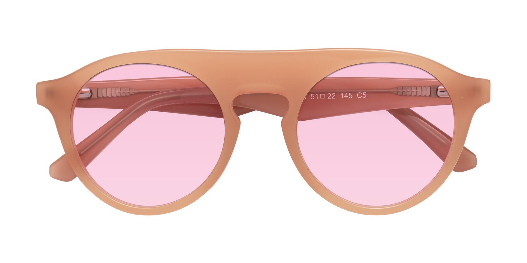 Folded Front of Band in Peach with Light Pink Tinted Lenses