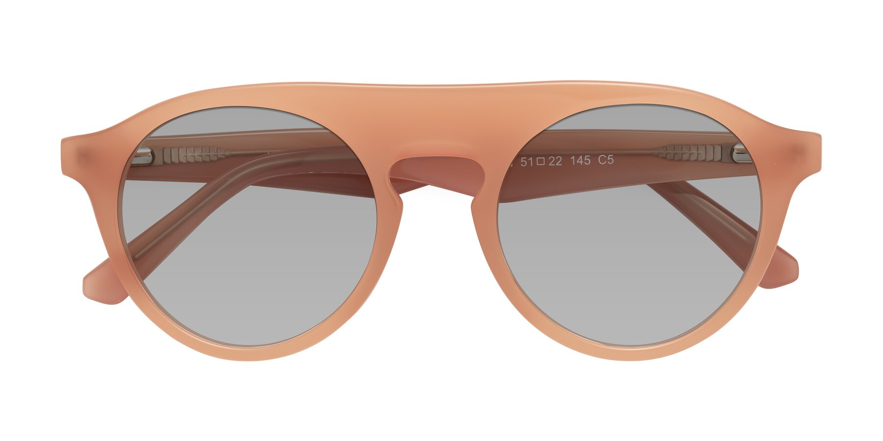 Folded Front of Band in Peach with Light Gray Tinted Lenses