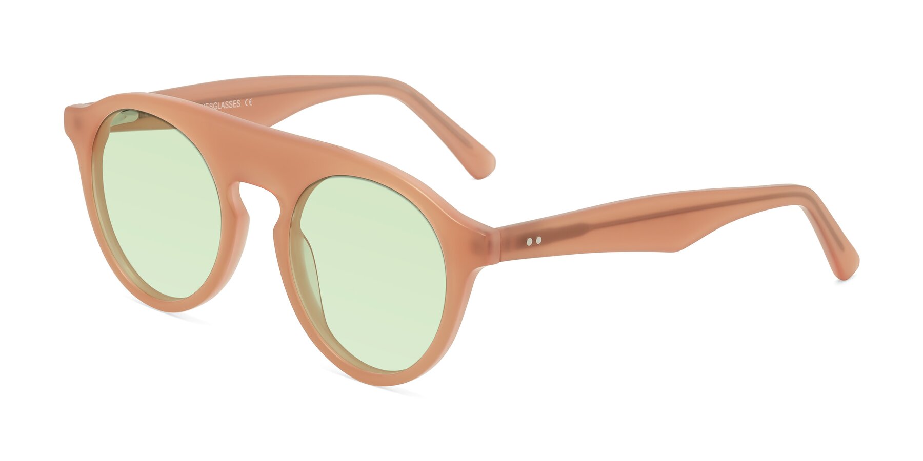 Angle of Band in Peach with Light Green Tinted Lenses