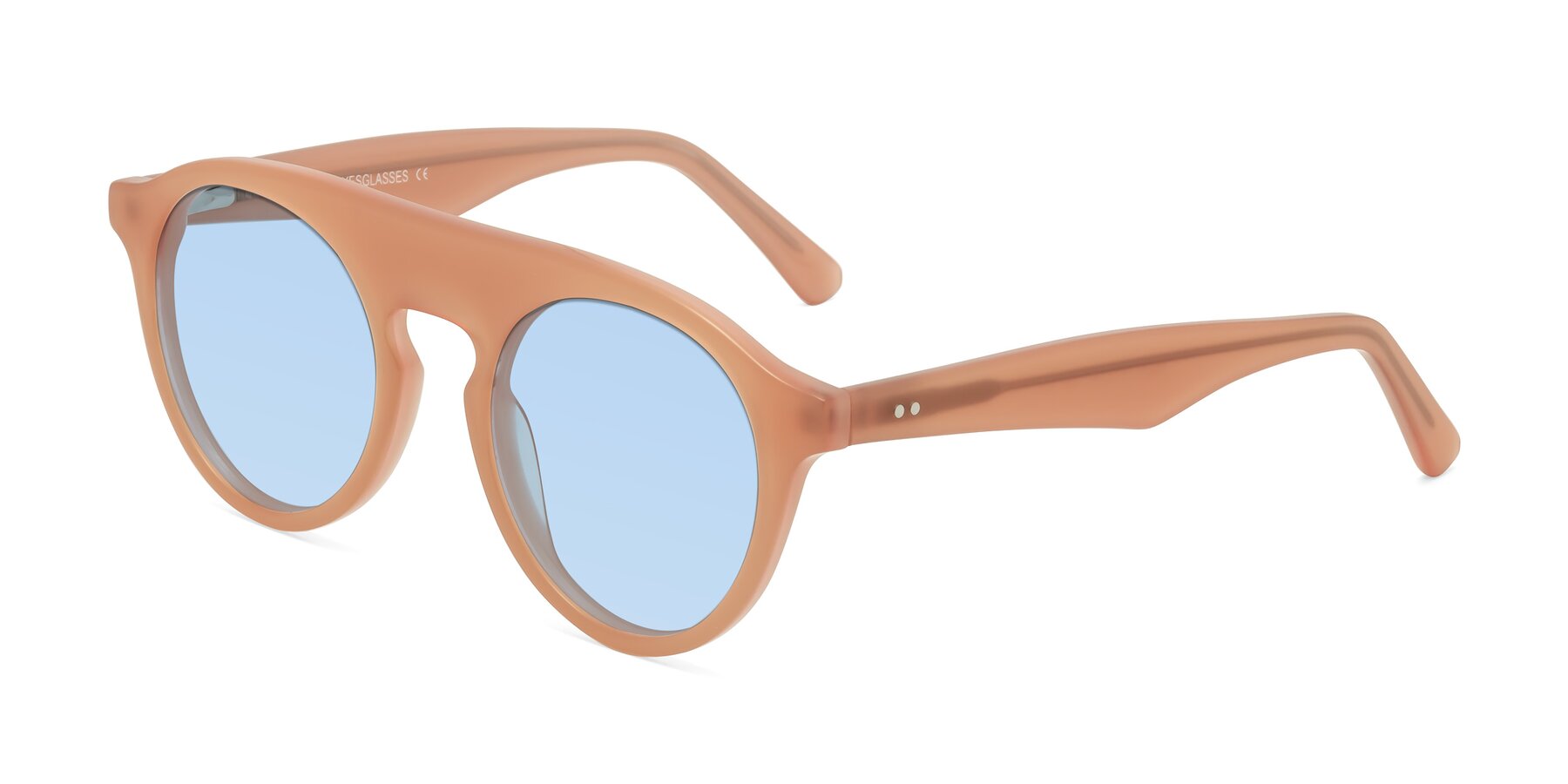 Angle of Band in Peach with Light Blue Tinted Lenses
