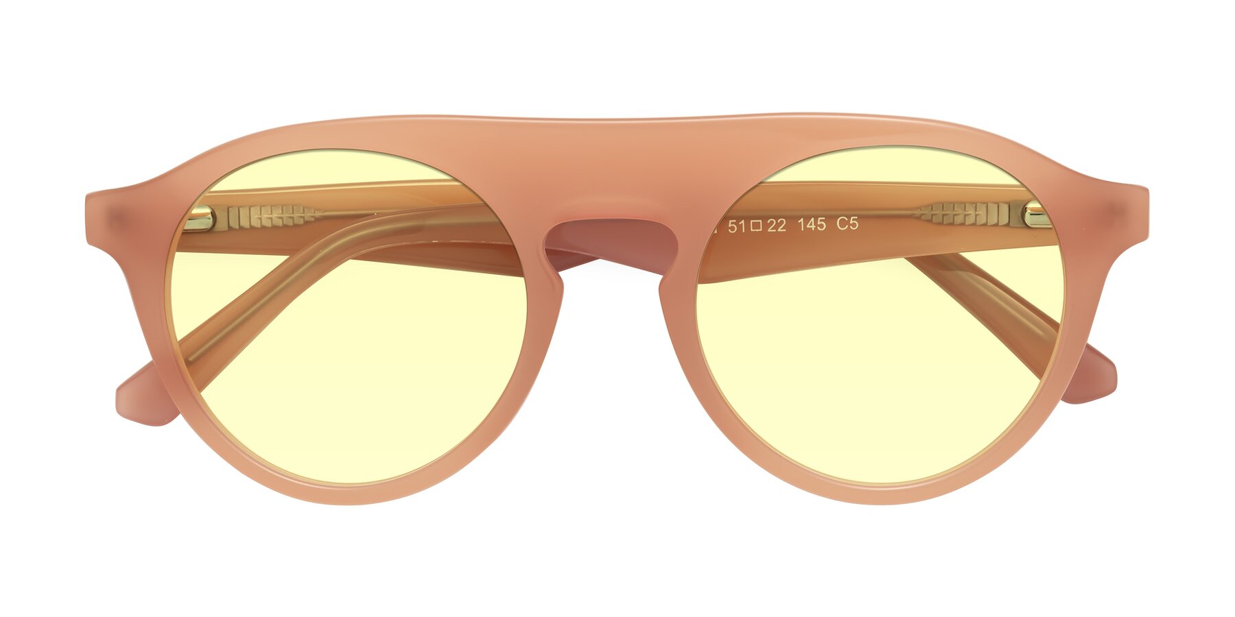Folded Front of Band in Peach with Light Yellow Tinted Lenses