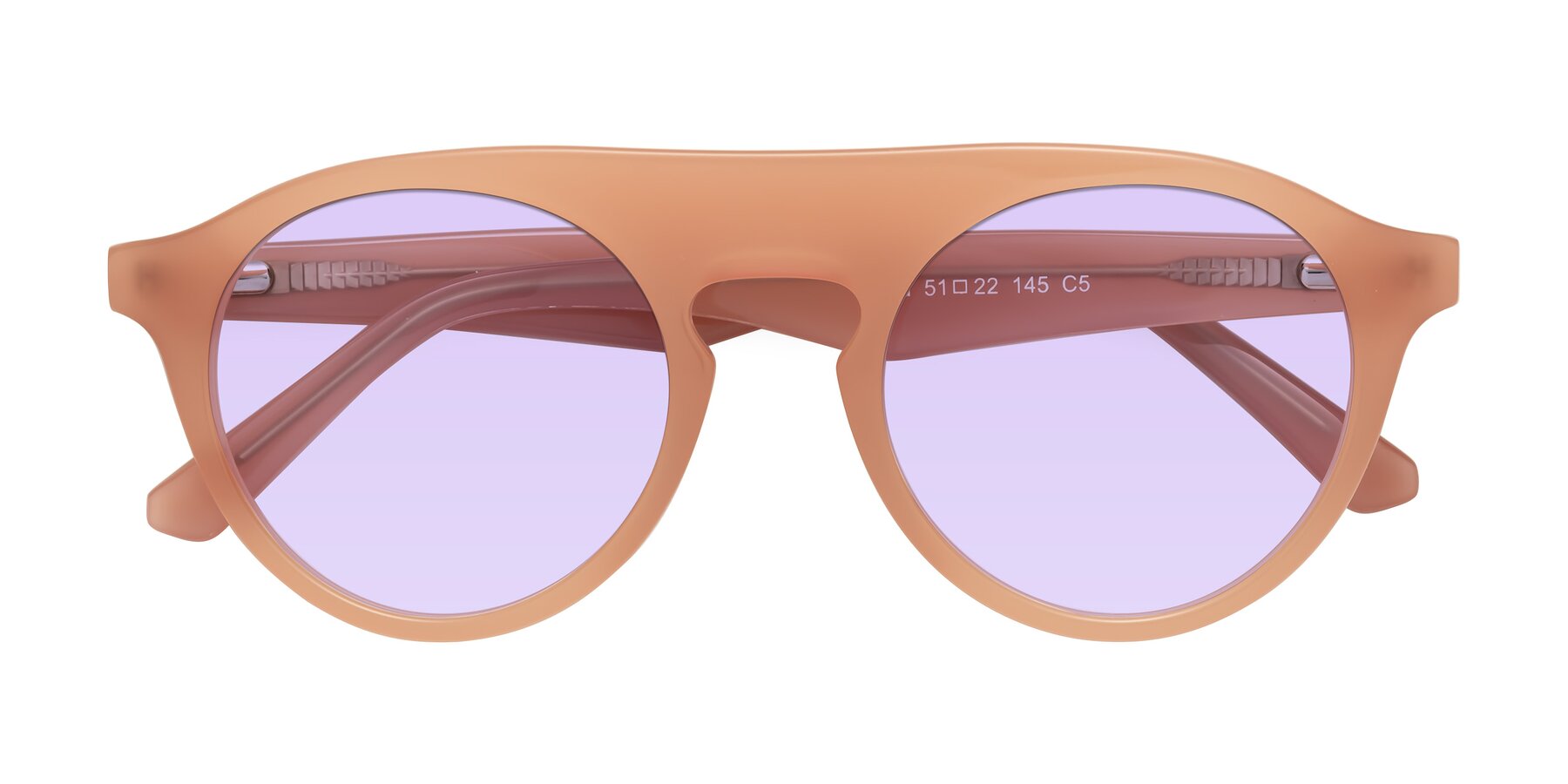 Folded Front of Band in Peach with Light Purple Tinted Lenses