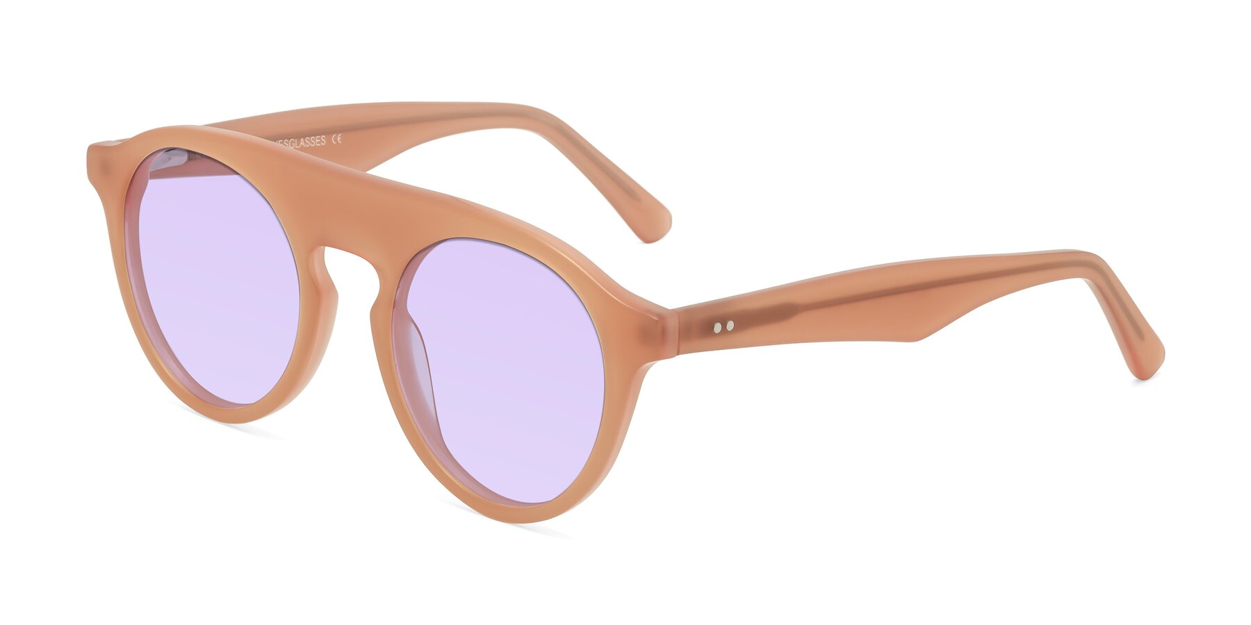 Angle of Band in Peach with Light Purple Tinted Lenses