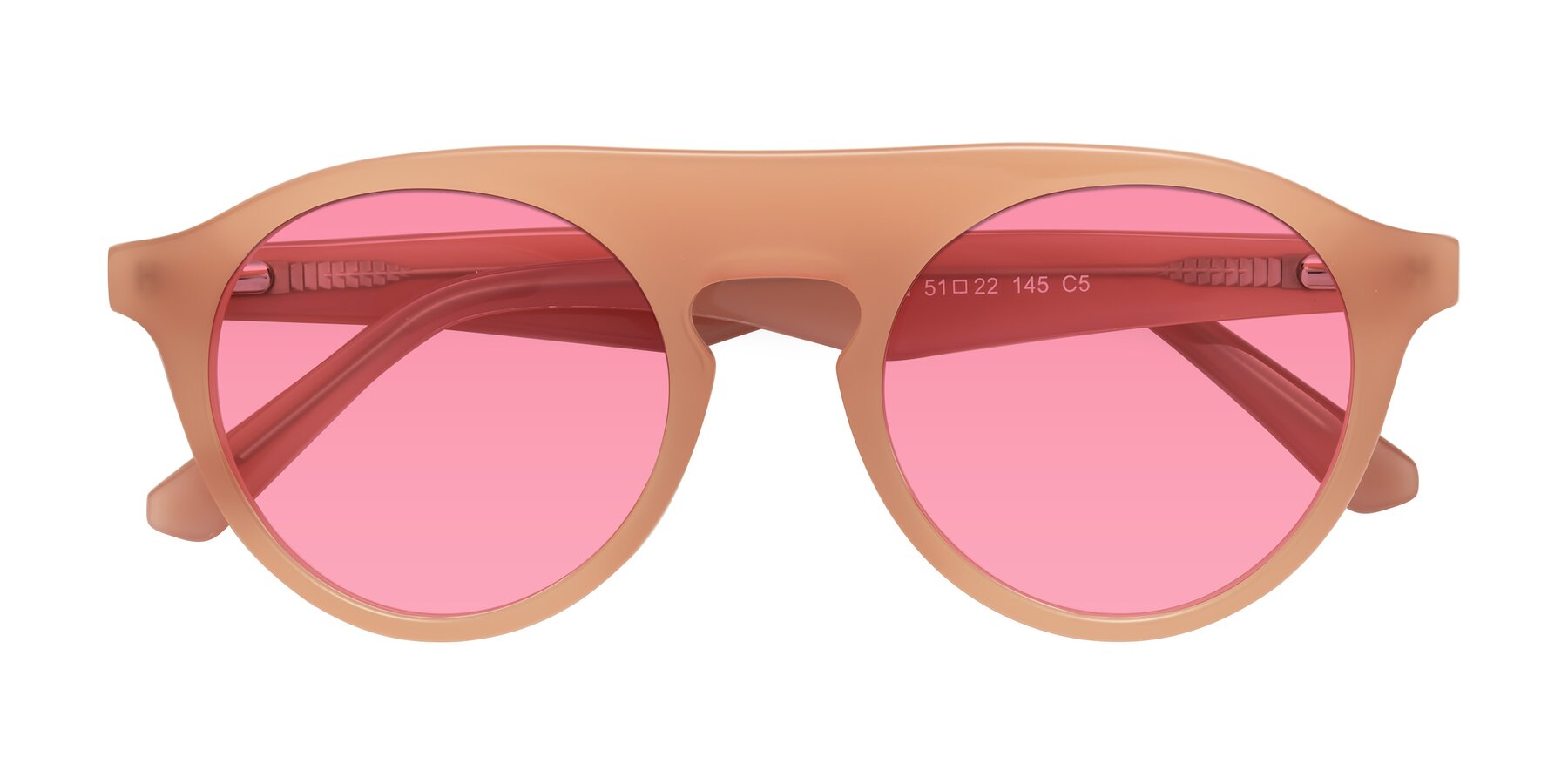 Folded Front of Band in Peach with Pink Tinted Lenses