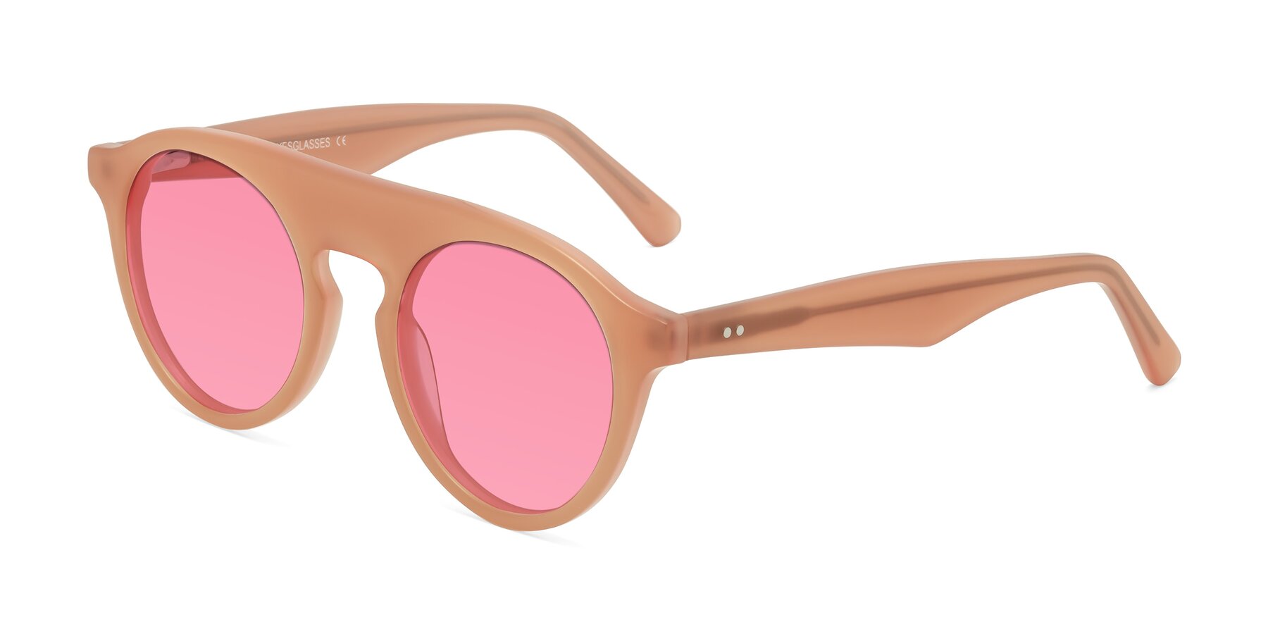 Angle of Band in Peach with Pink Tinted Lenses