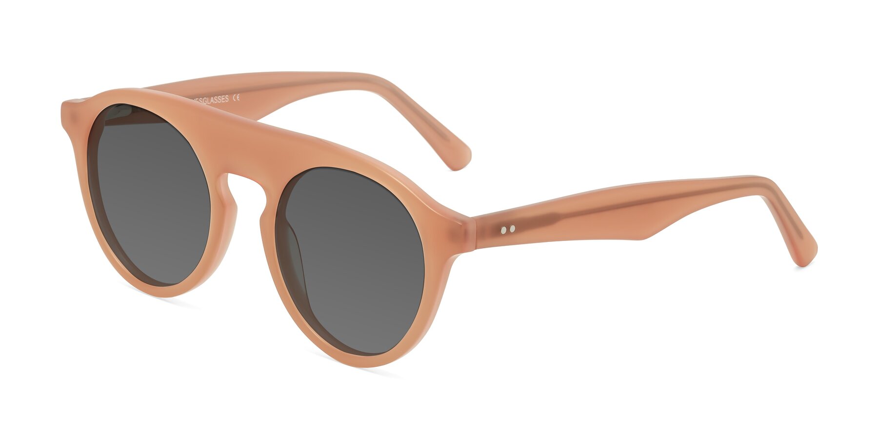 Angle of Band in Peach with Medium Gray Tinted Lenses