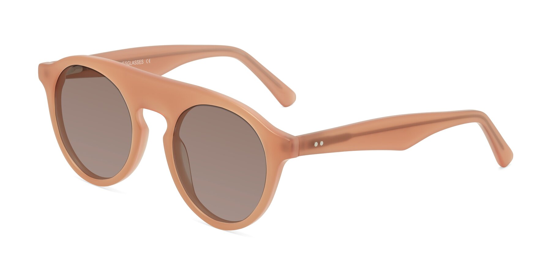 Angle of Band in Peach with Medium Brown Tinted Lenses