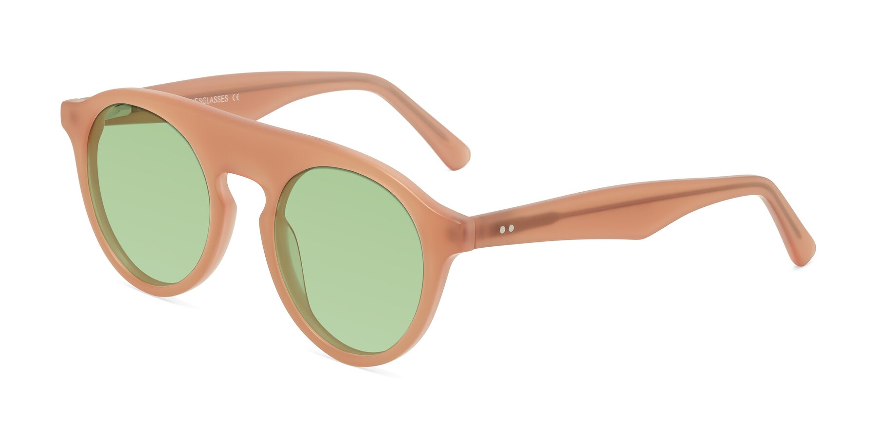 Angle of Band in Peach with Medium Green Tinted Lenses