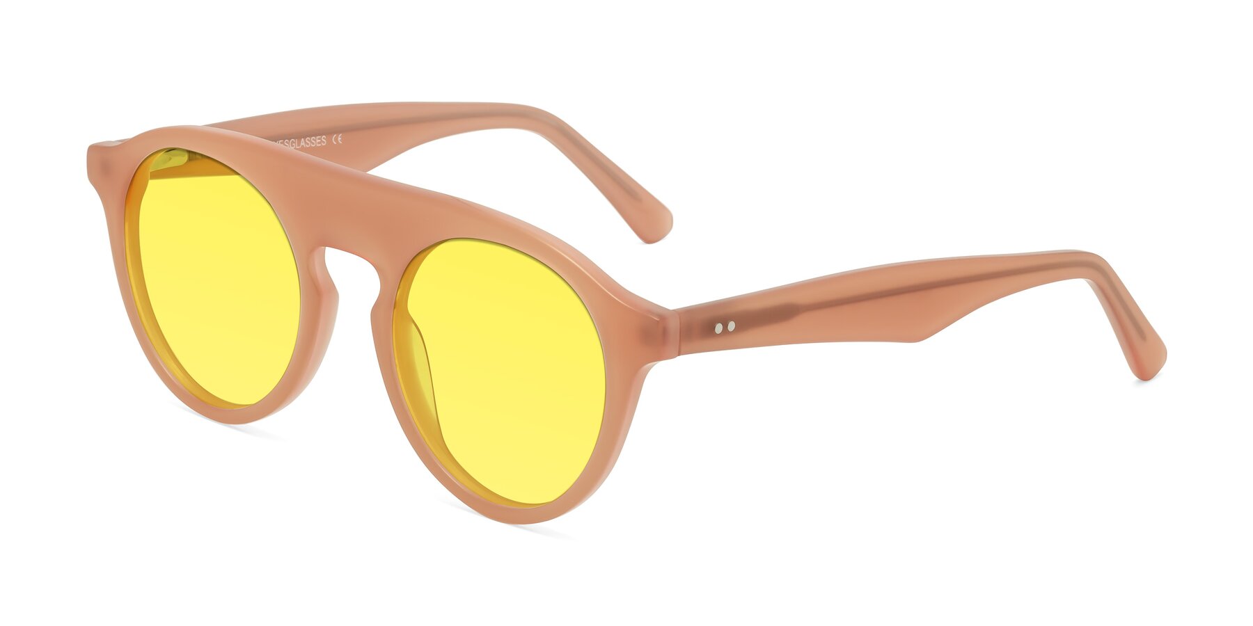 Angle of Band in Peach with Medium Yellow Tinted Lenses