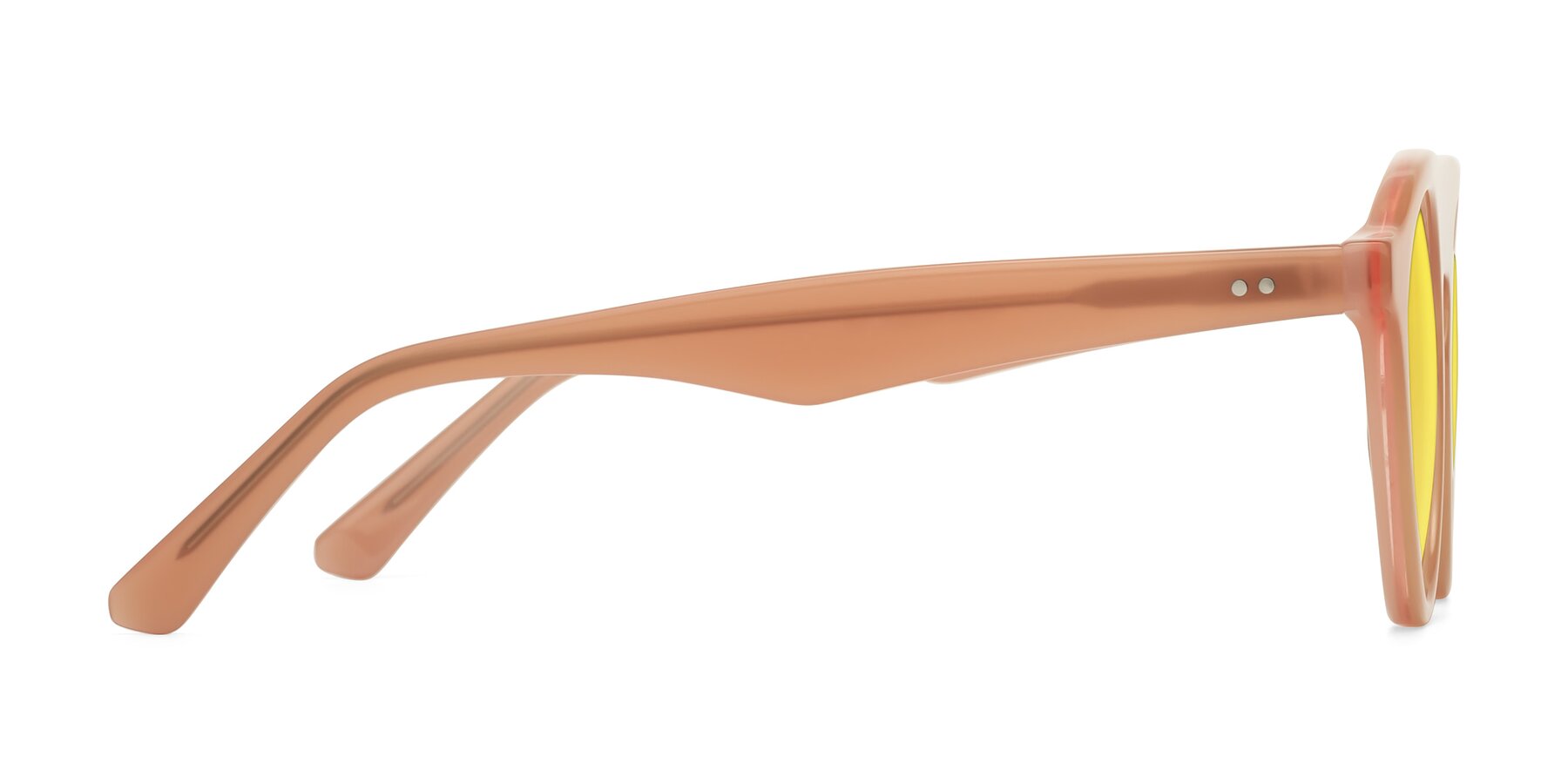 Side of Band in Peach with Medium Yellow Tinted Lenses