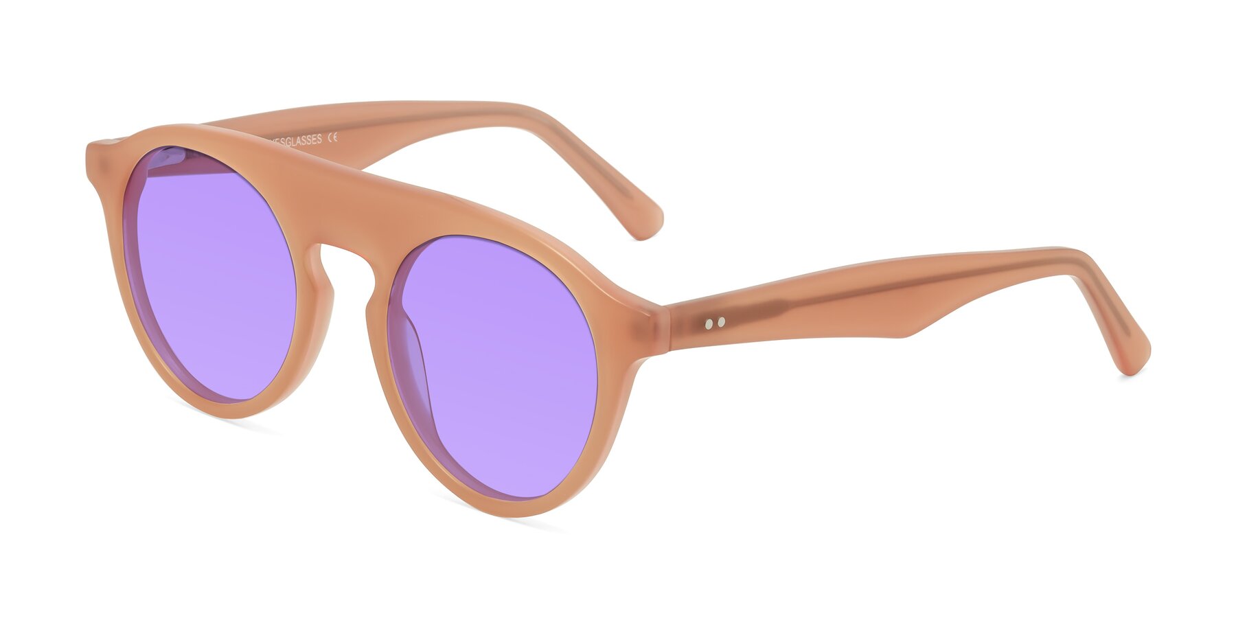Angle of Band in Peach with Medium Purple Tinted Lenses