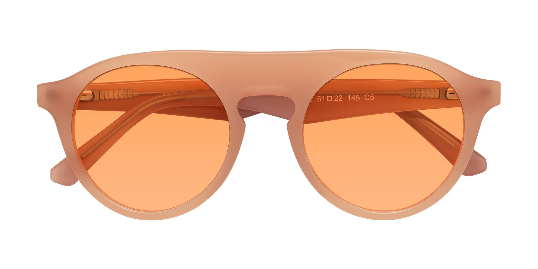 Folded Front of Band in Peach with Medium Orange Tinted Lenses
