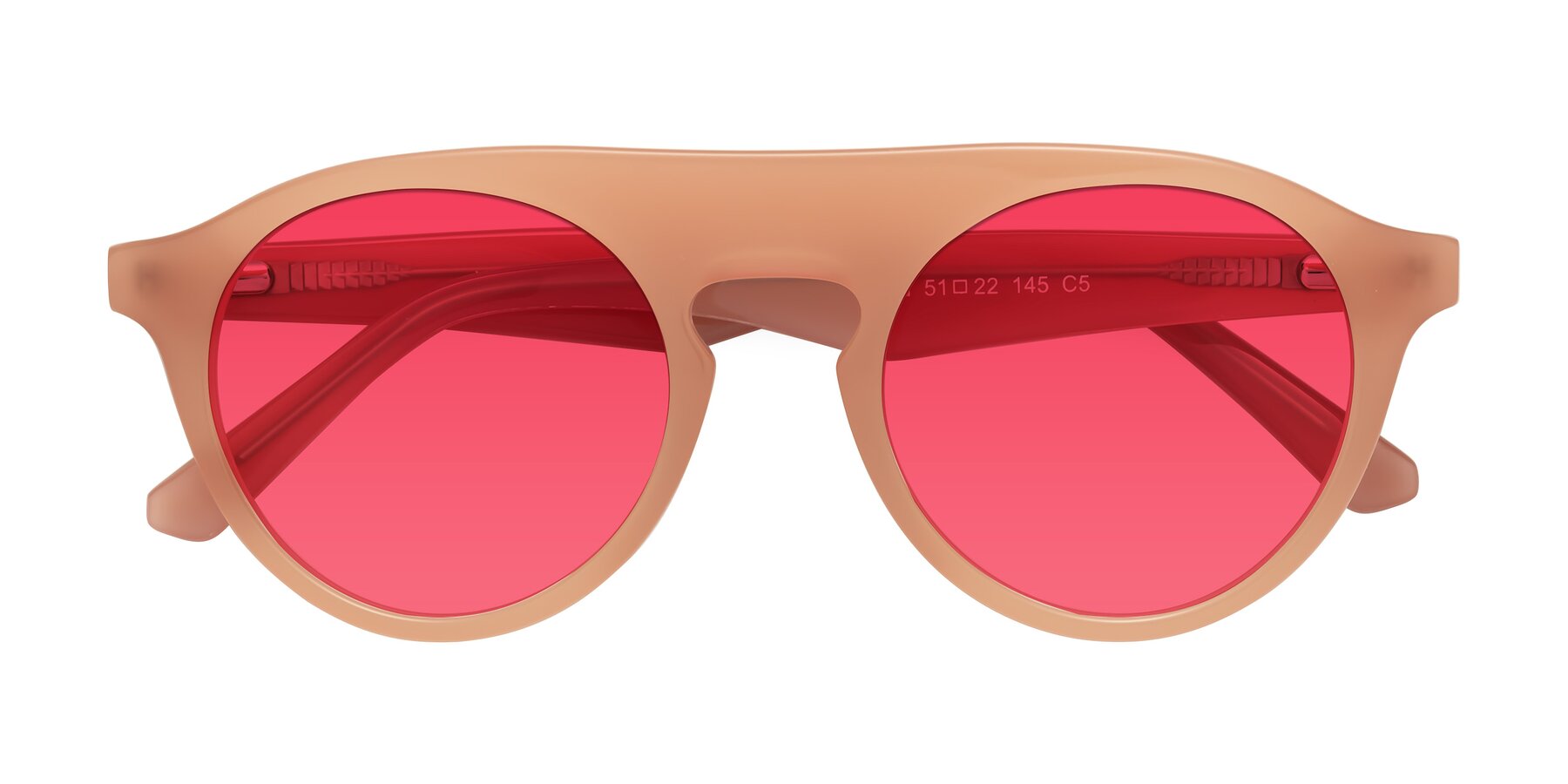 Folded Front of Band in Peach with Red Tinted Lenses