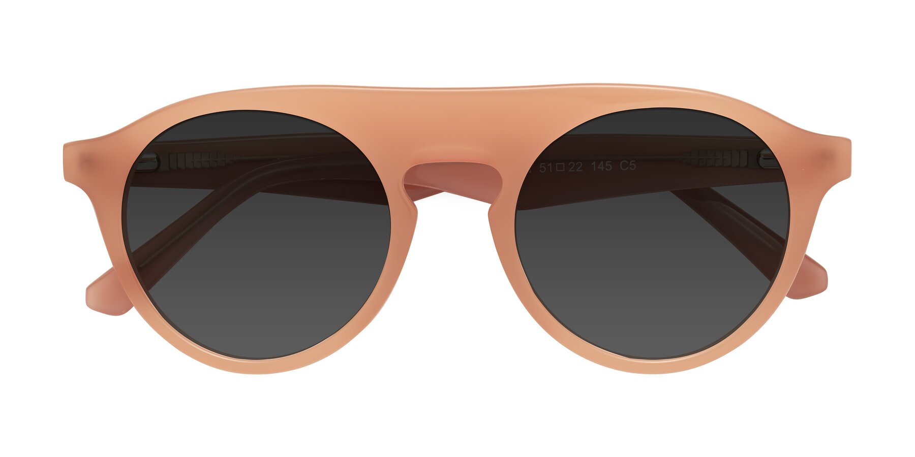 Folded Front of Band in Peach with Gray Tinted Lenses