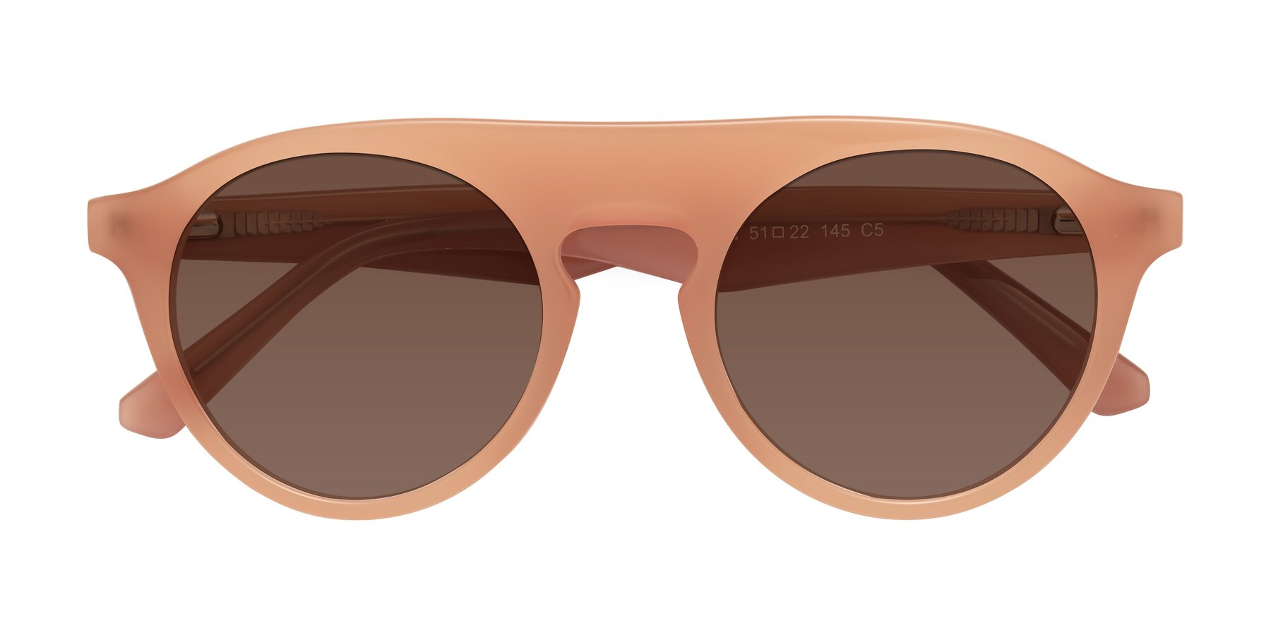 Folded Front of Band in Peach with Brown Tinted Lenses