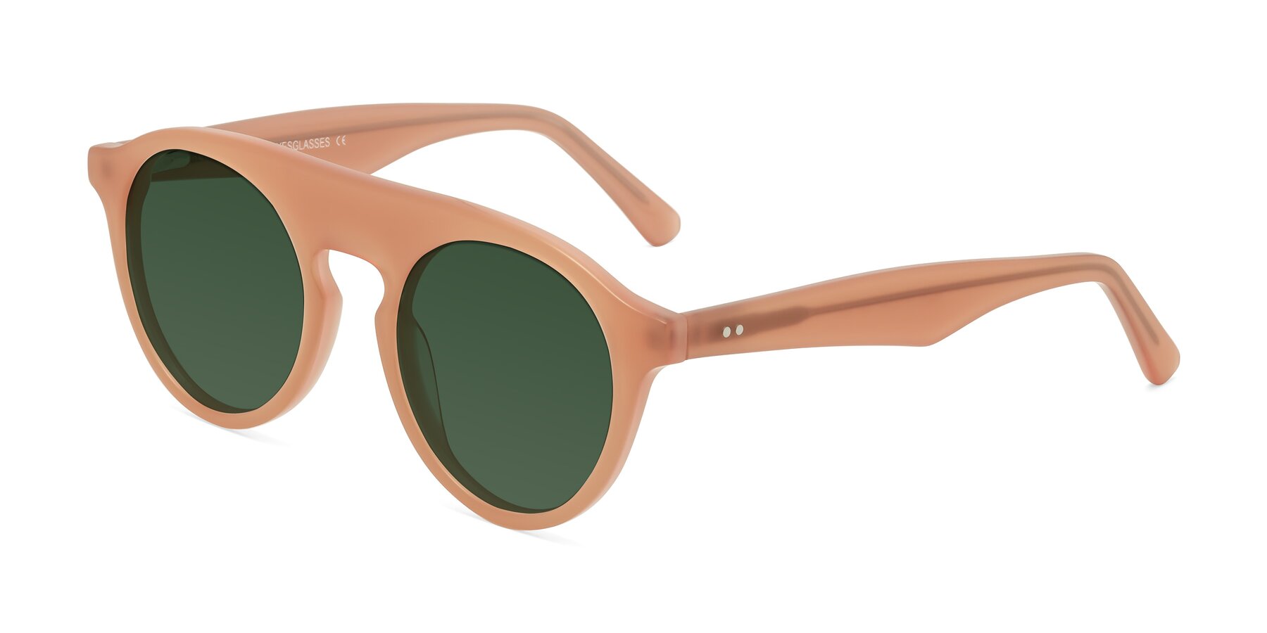 Angle of Band in Peach with Green Tinted Lenses