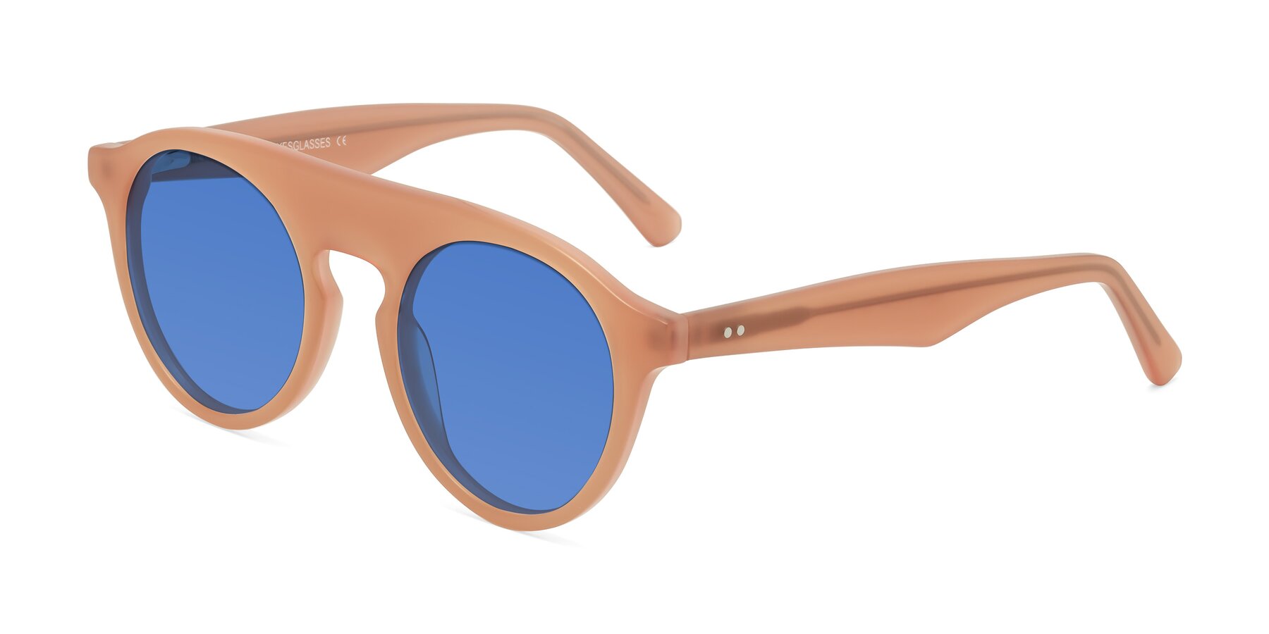 Angle of Band in Peach with Blue Tinted Lenses