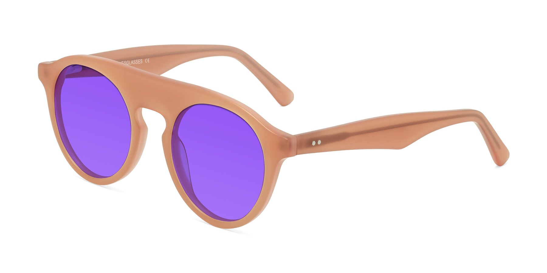 Angle of Band in Peach with Purple Tinted Lenses